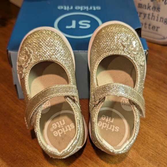 Stride Rite Toddler Holly Sparkle Mary Jane Champagne Size 4.5 Medium - Picture 6 of 9